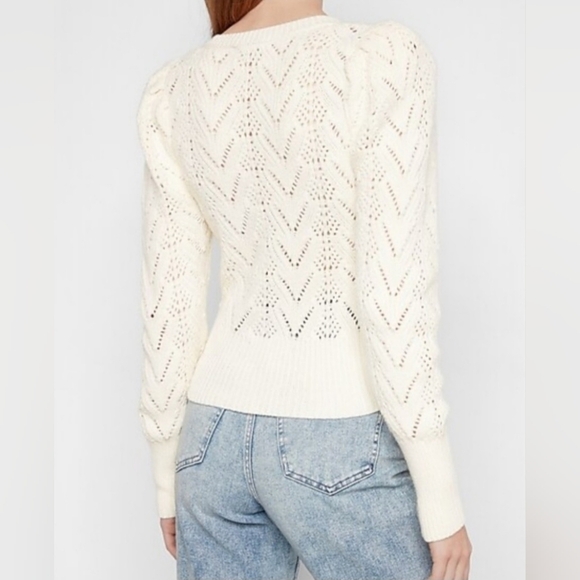 Express Loose Knit Crystal & Pearl Buttoned Cardigan - Picture 4 of 17